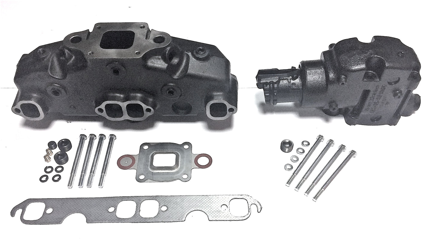 Mercruiser V8-5.0, 5.7, 6.2L Dry Joint Exhaust manifold + elbow 7°, set 865735A03 + 864309T01