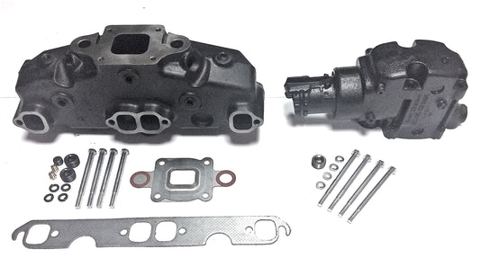 Mercruiser V8-5.0, 5.7, 6.2L Dry Joint Exhaust manifold + elbow 7°, set 865735A03 + 864309T01