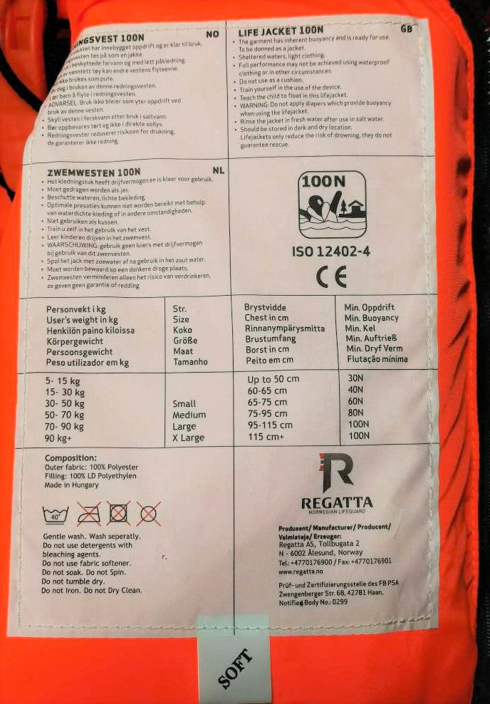 Lifejacket Regatta 30-50Kg