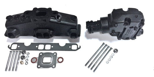 Mercruiser V8-5.0, 5.7, 6.2L Dry Joint Exhaust manifold + elbow 14°, 865735A03 + 864591T02