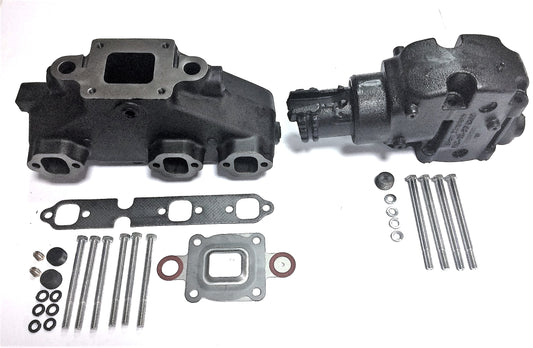 Mercruiser V6-4.3L Dry Joint Exhaust manifold + elbow 7°, set  864612T01 + 864309T01