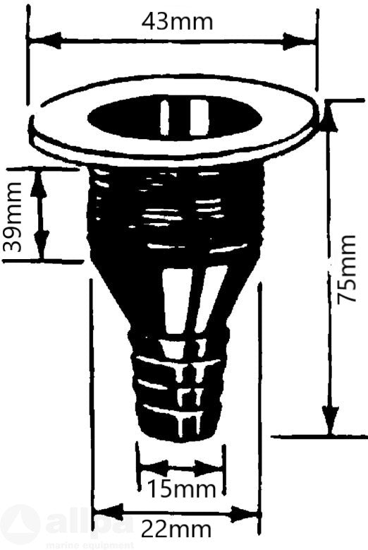 Water drain nozzle Ø22mm