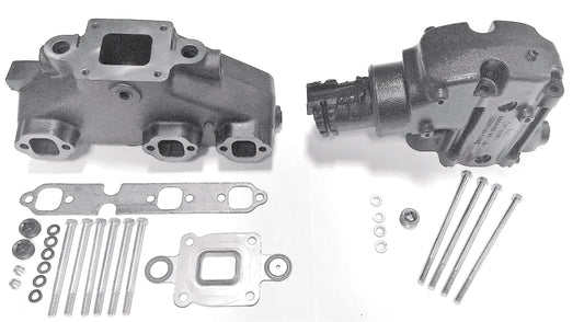 Mercruiser V6-4.3L Dry Joint Exhaust manifold + elbow 14°, set 864612T01 + 864591T02