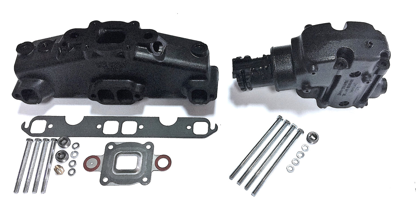 Mercruiser V8-5.0, 5.7, 6.2L Dry Joint Exhaust manifold + elbow 14°, 865735A03 + 864591T02