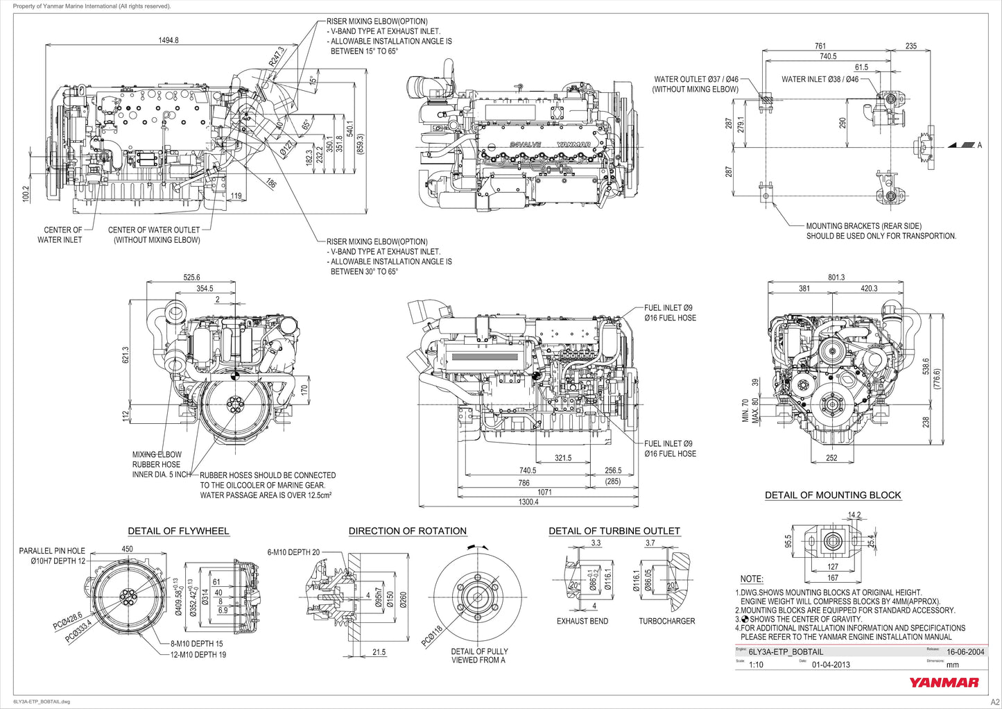 2 x YANMAR 6LY3-ETP 480HP at 3300RPM Bobtail